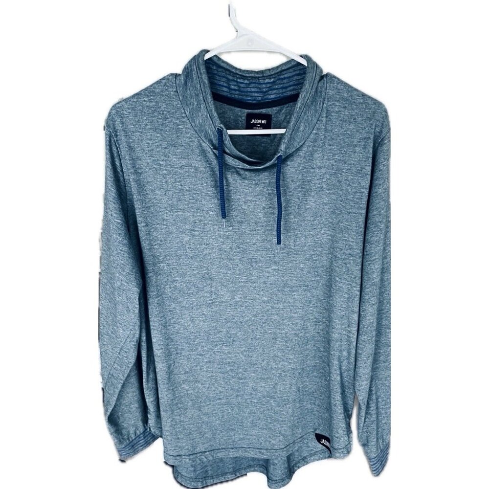 Jason Wu x EVA Air Men’s Blue Cowl Neck Lounge Hoodie Shirt Size L - Picture 2 of 8